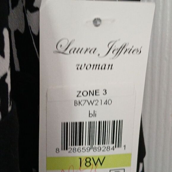 Laura Jeffries black white print  career  midi dress Sz 18W  NWT - Picture 5 of 7